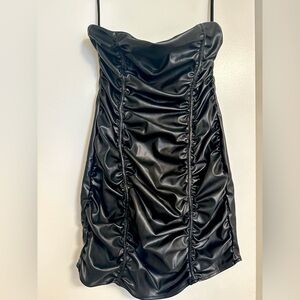Superdown Black leather mini dress